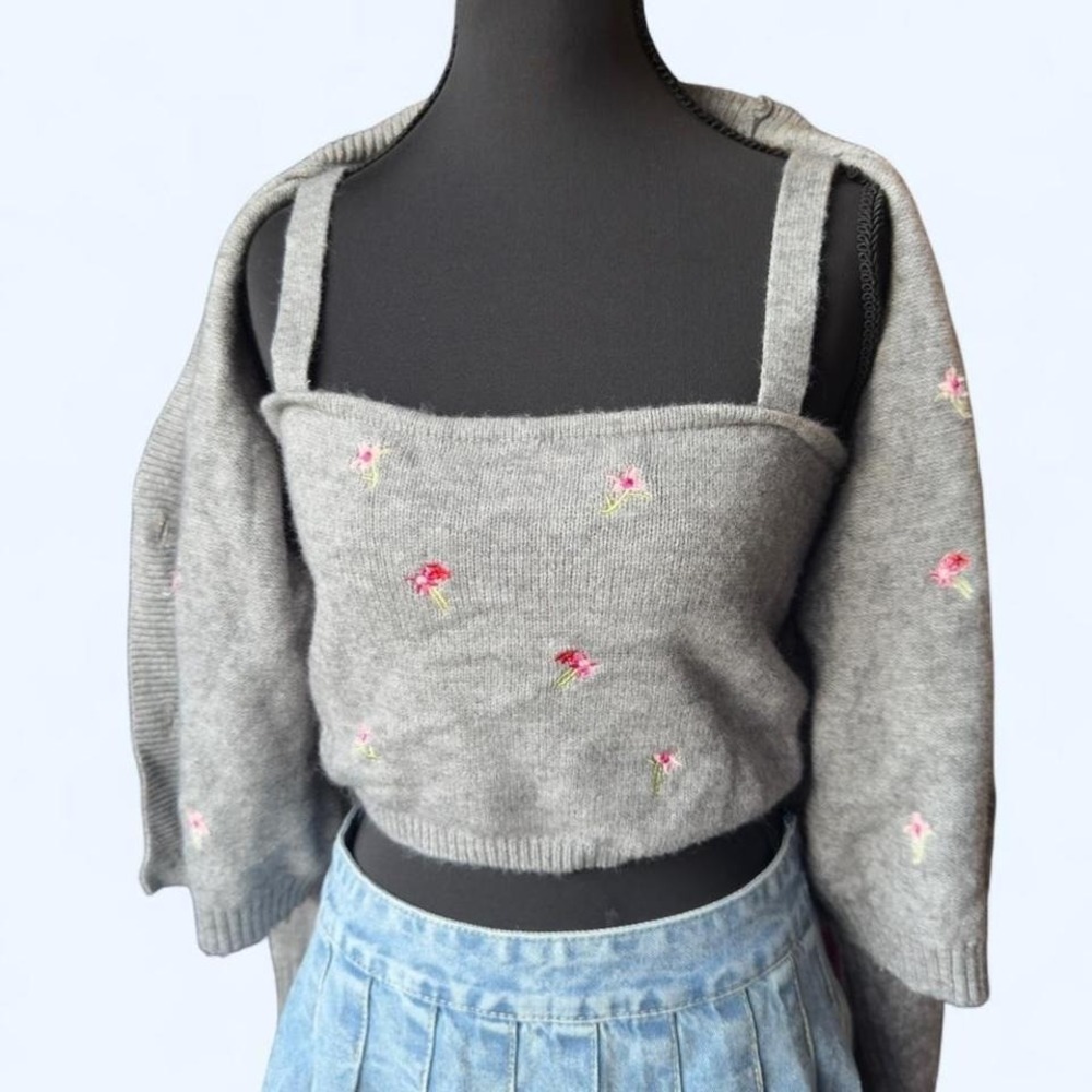 Witty Fox embroidered knit cardigan + cami set - Picture 2 of 8